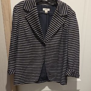 Coldwater Creek Navy and White Striped Blazer